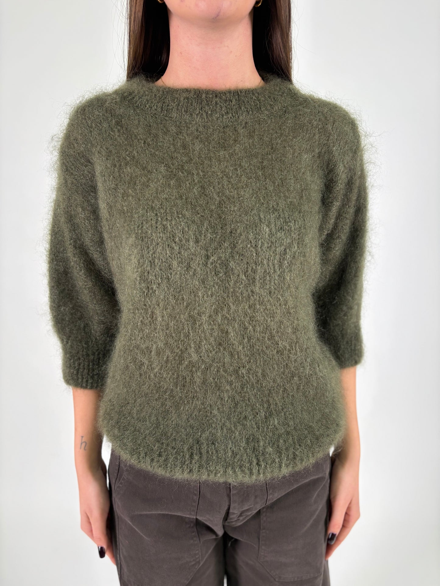 DIXIE maglia mohair m/corta MILITARE