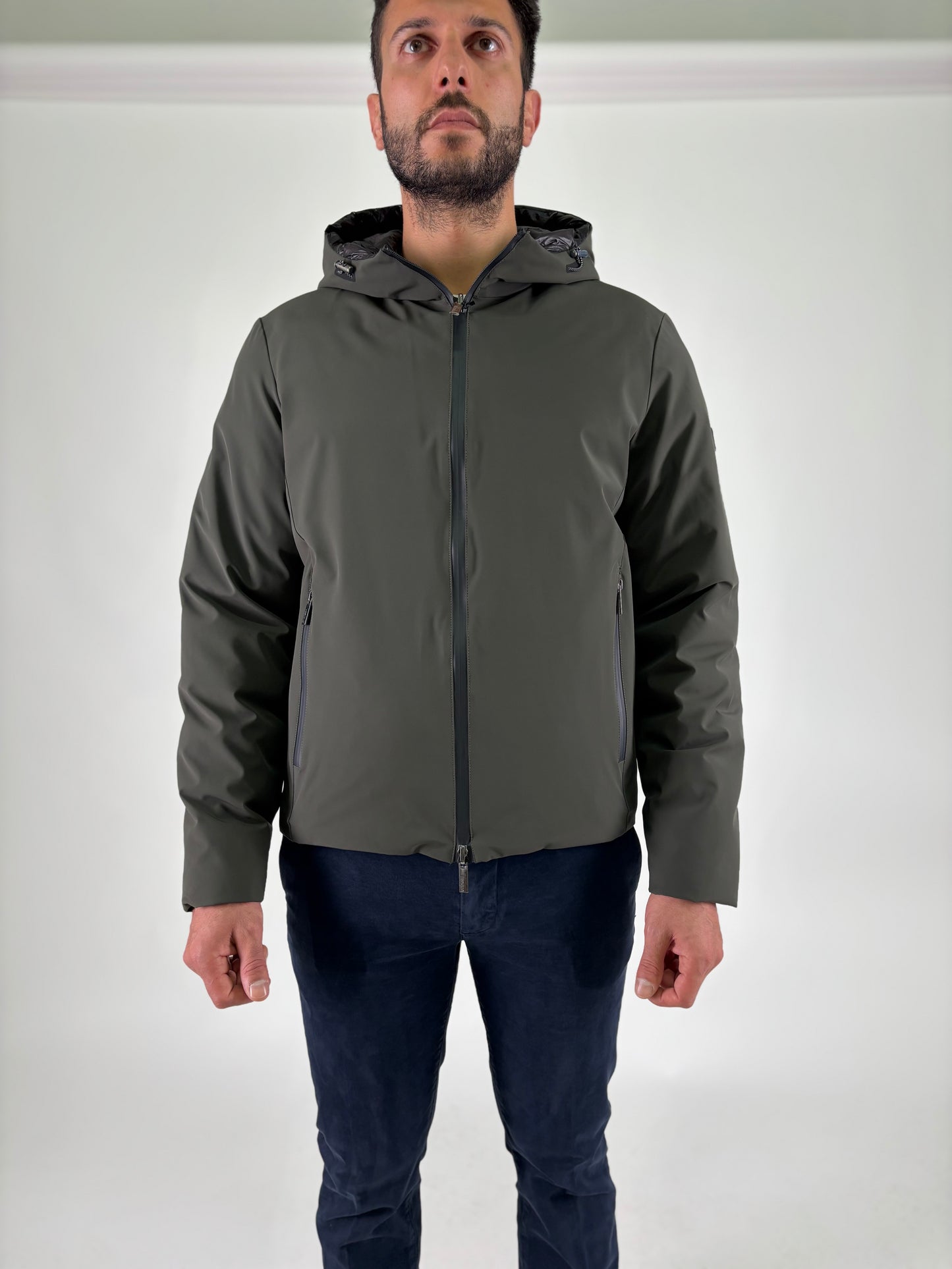 Heskimo Piumino corto reversibile con cappuccio MILITARE