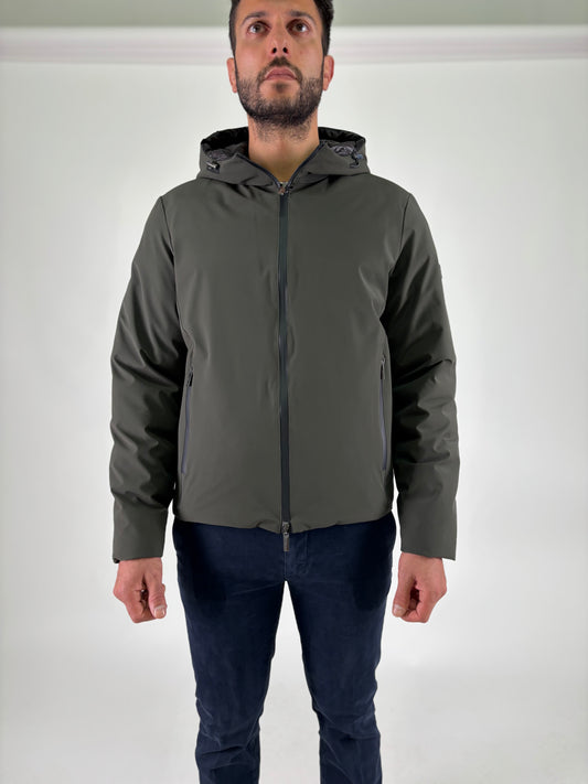 Heskimo Piumino corto reversibile con cappuccio MILITARE