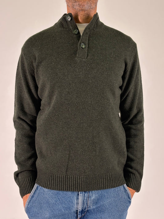 Sporting Mare Maglia in lana collo con zip e bottoni VERDE