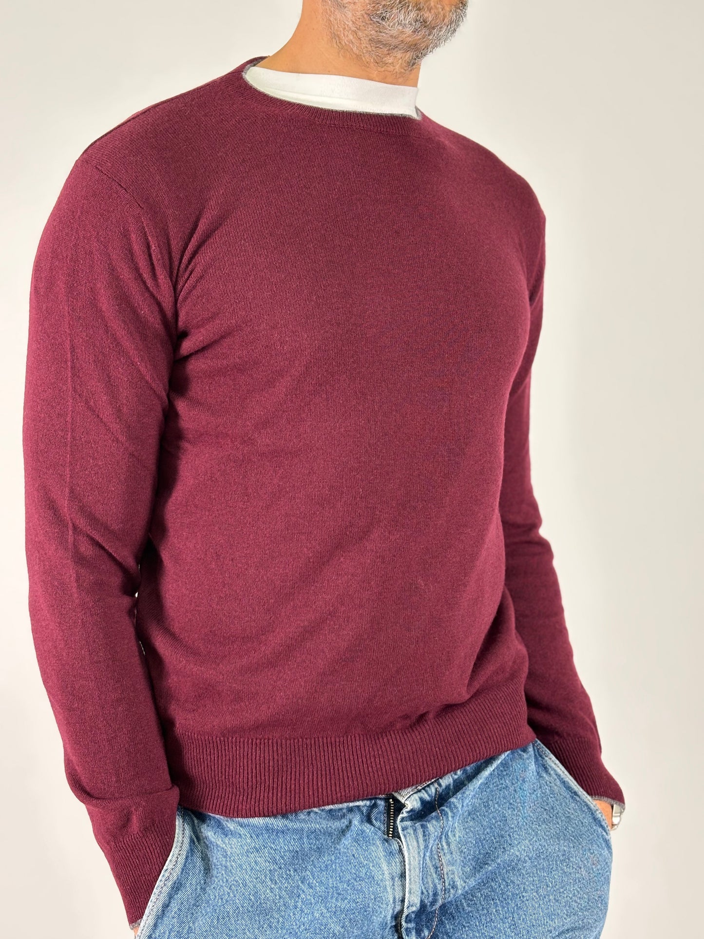 Retois Maglia ml girocollo con profilo grigio BORDEAUX