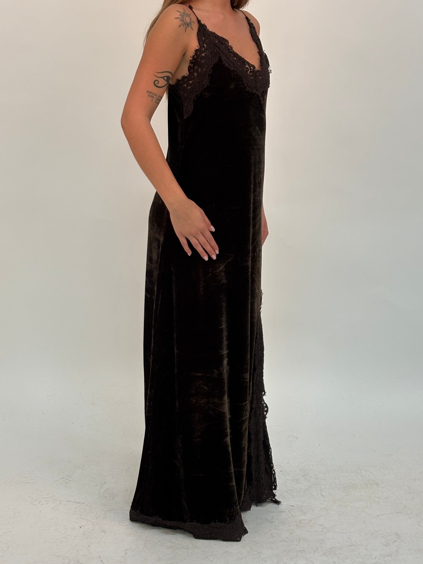 Haveone Abito lungo ml in ciniglia MARRONE