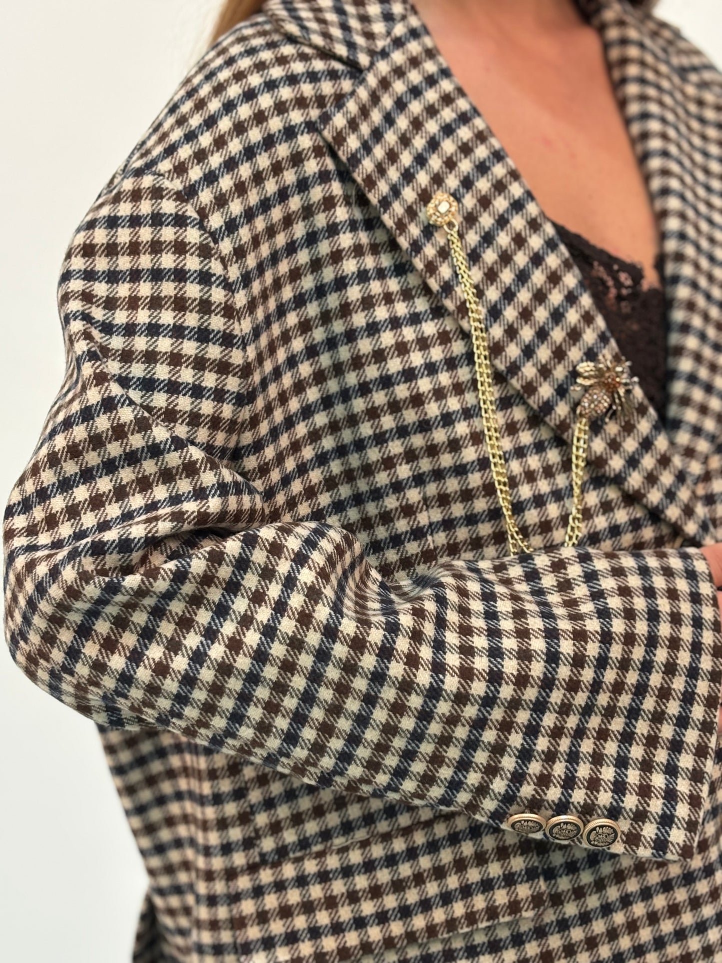 Tensione In Giacca corta over a scacchi PANNA/BLU/MORO