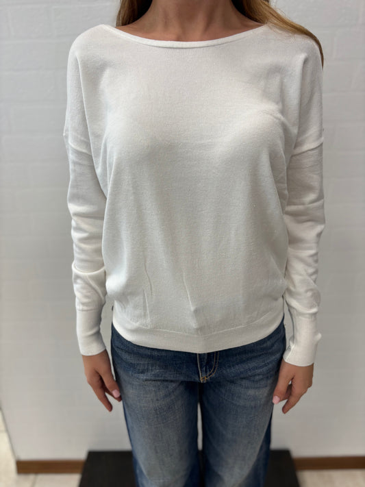 Molly Bracken Maglia ml collo V dietro PANNA