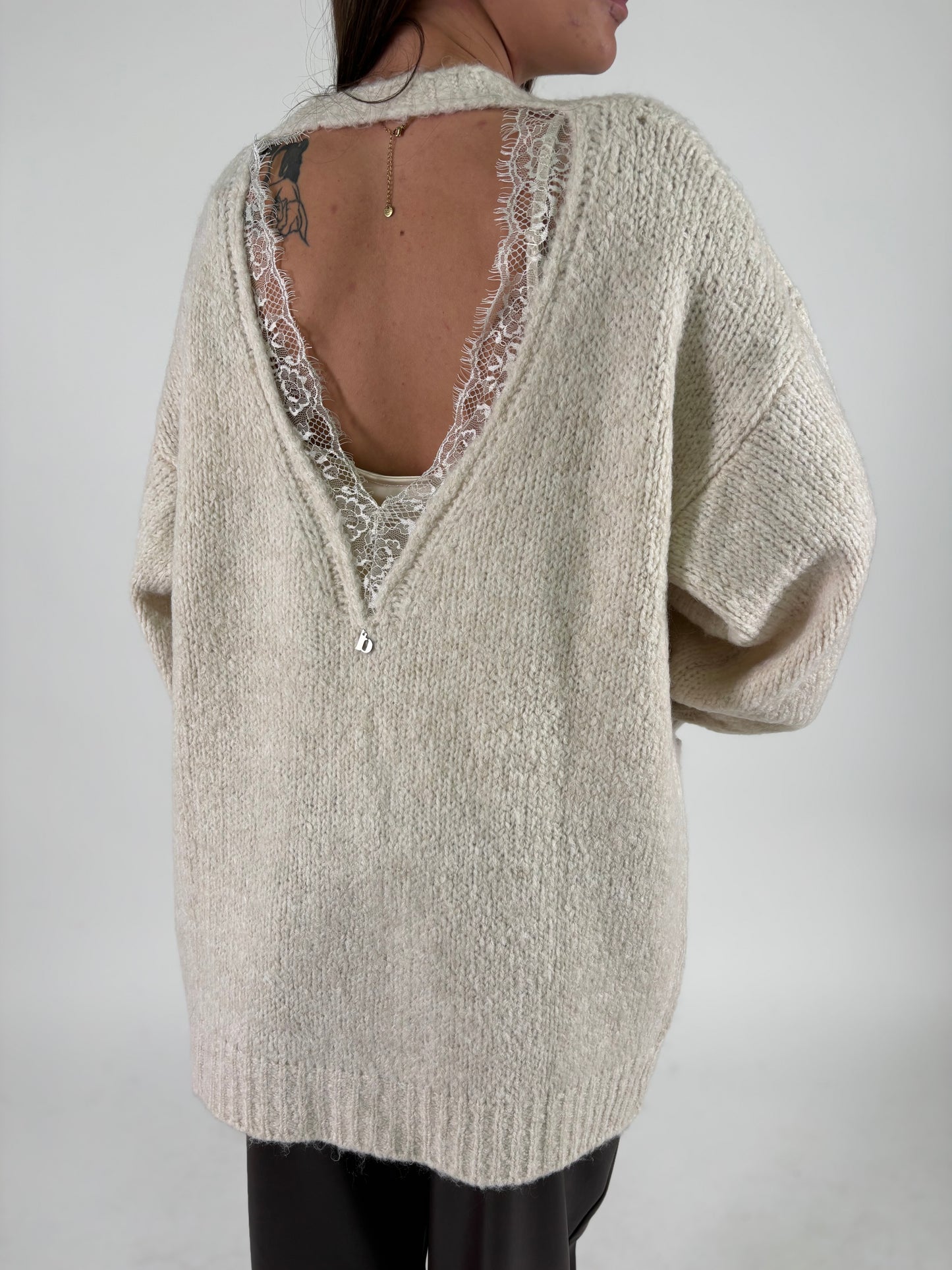DIXIE cardigan scollo a v schiena PANNA