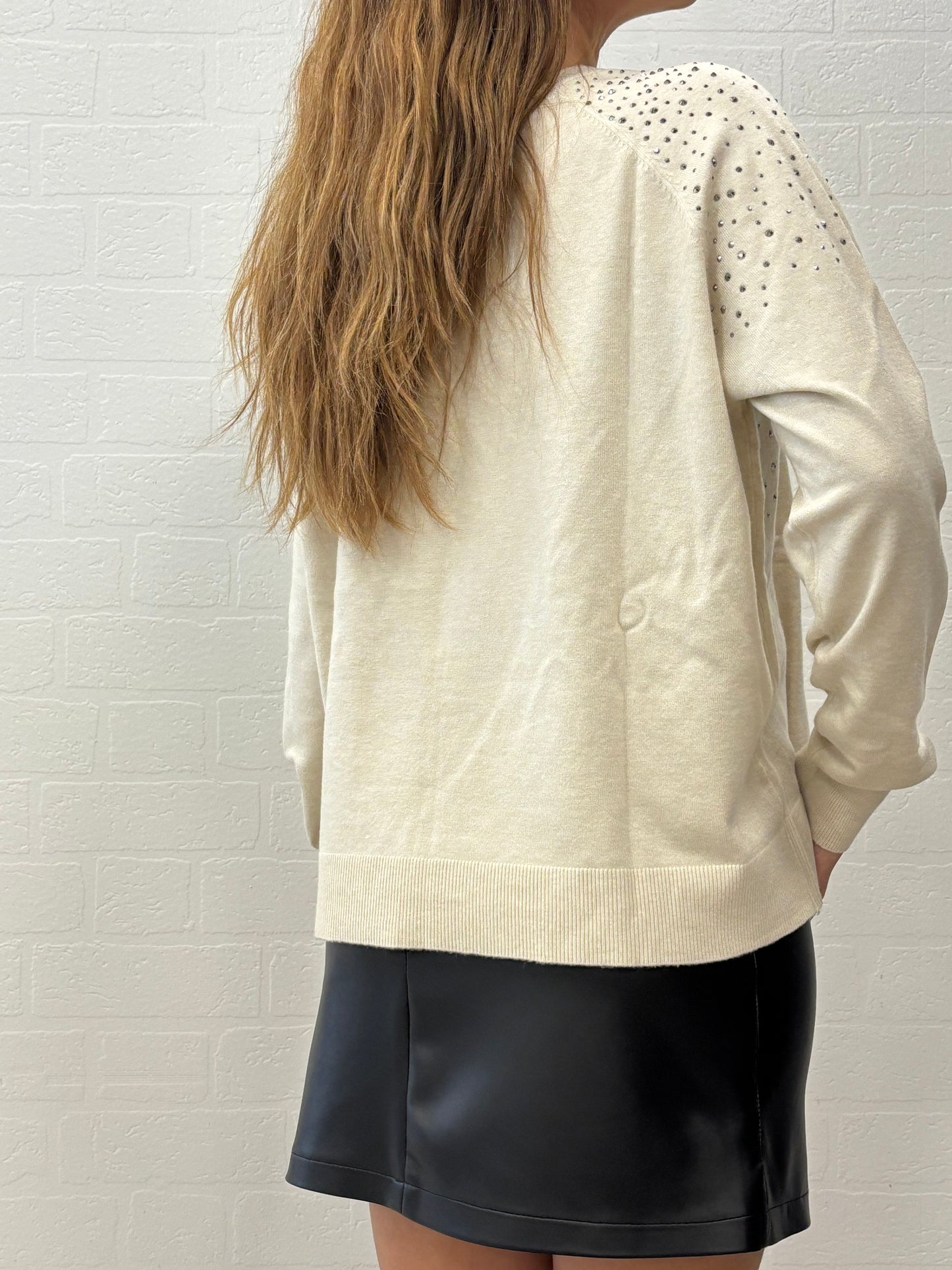 Griffai Maglia girocollo con punti luce PANNA