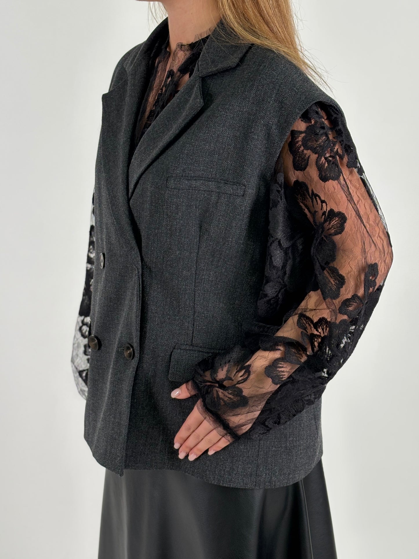 Tensione In Gilet doppiopetto over GRIGIO