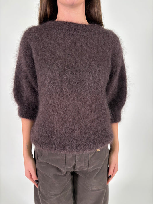 DIXIE maglia mohair m/corta MARRONE