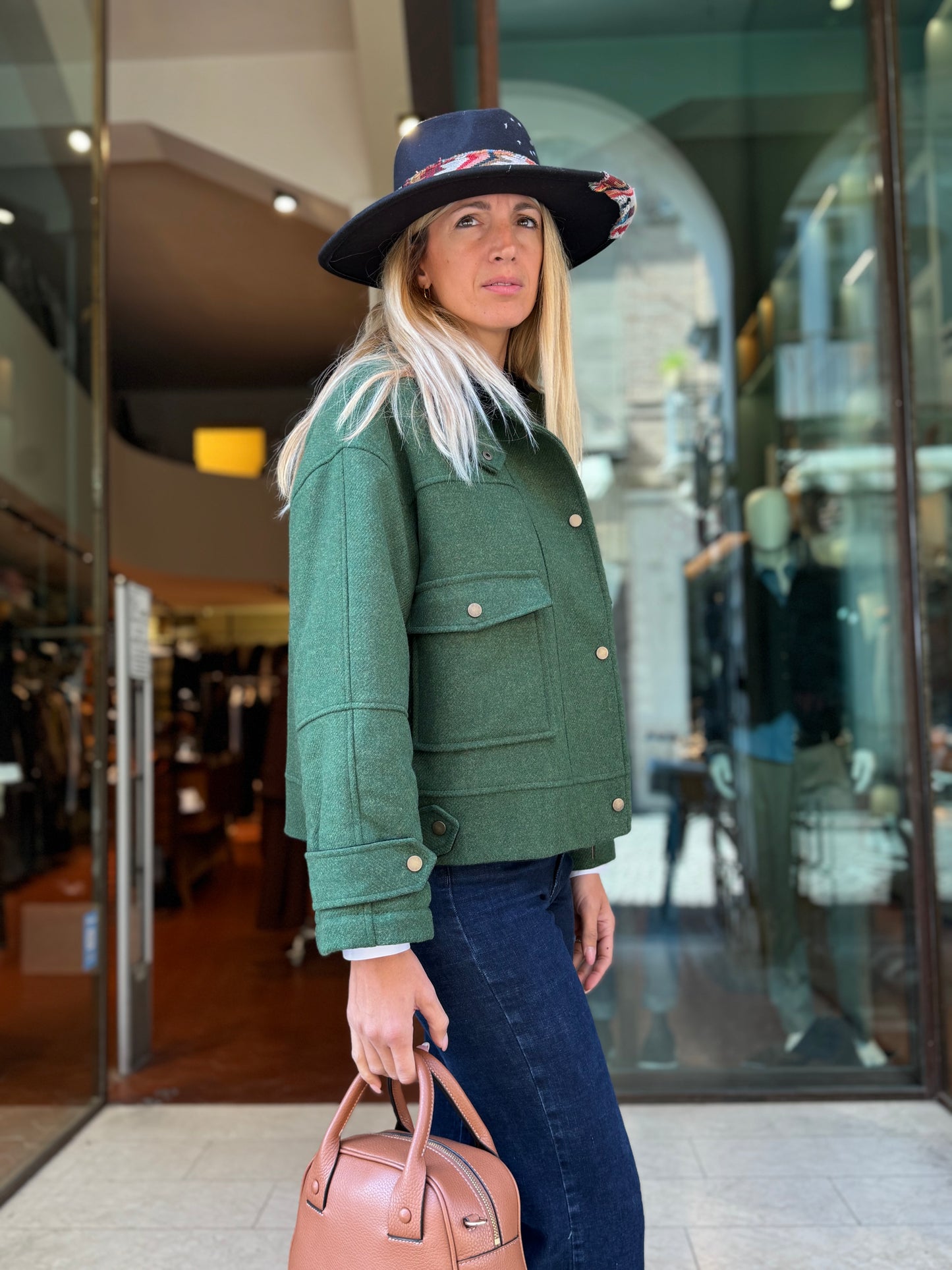 Mercì Giubbino interno trapuntato e colletto VERDE