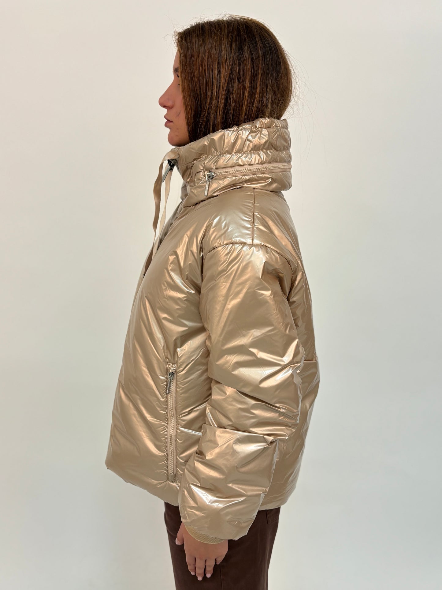 FREEDOMDAY piumino corto ecodown con cappuccio ORO