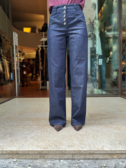 PATRIZIA PEPE Jeans palazzo con bottoni BLU