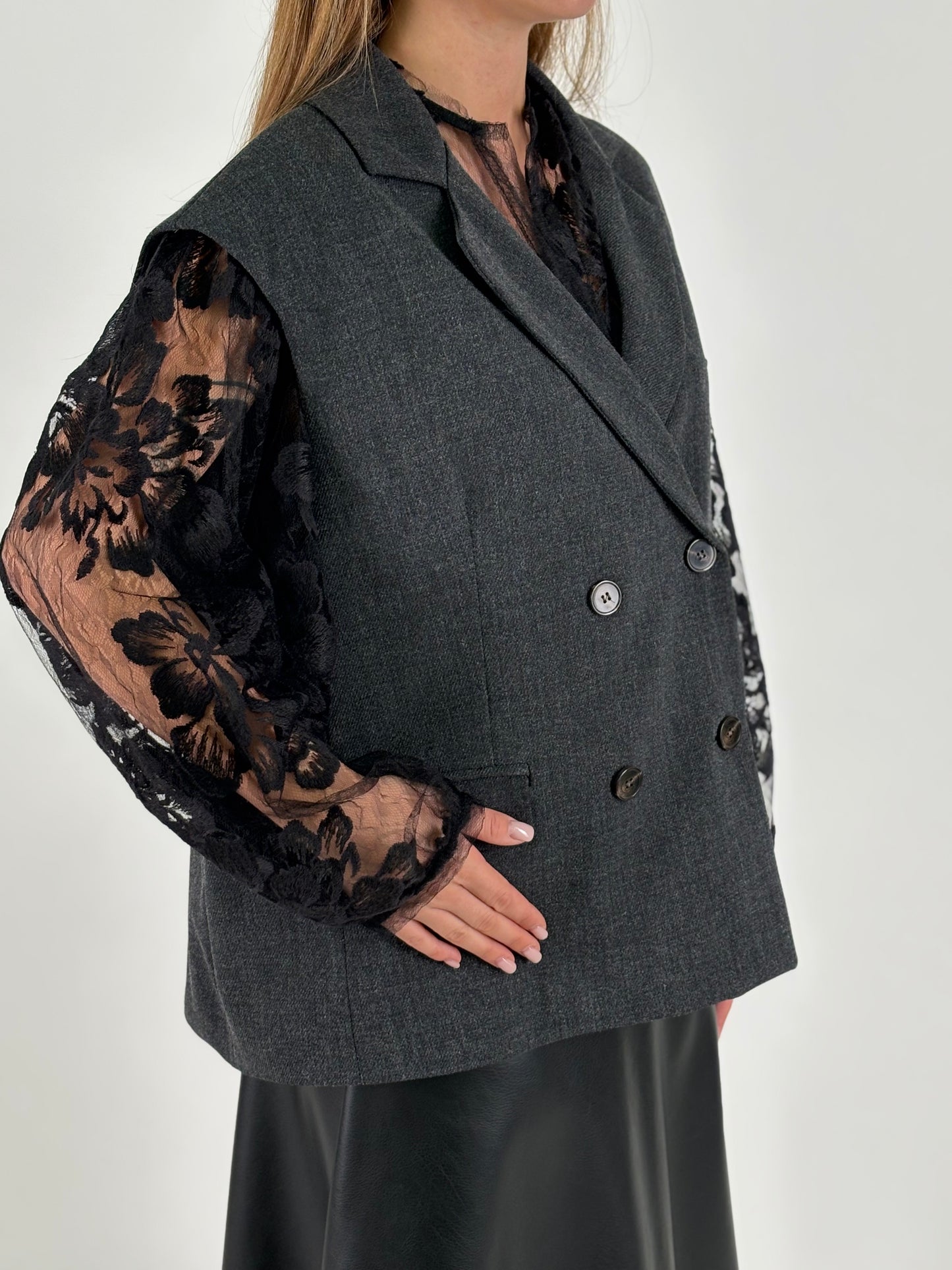 Tensione In Gilet doppiopetto over GRIGIO