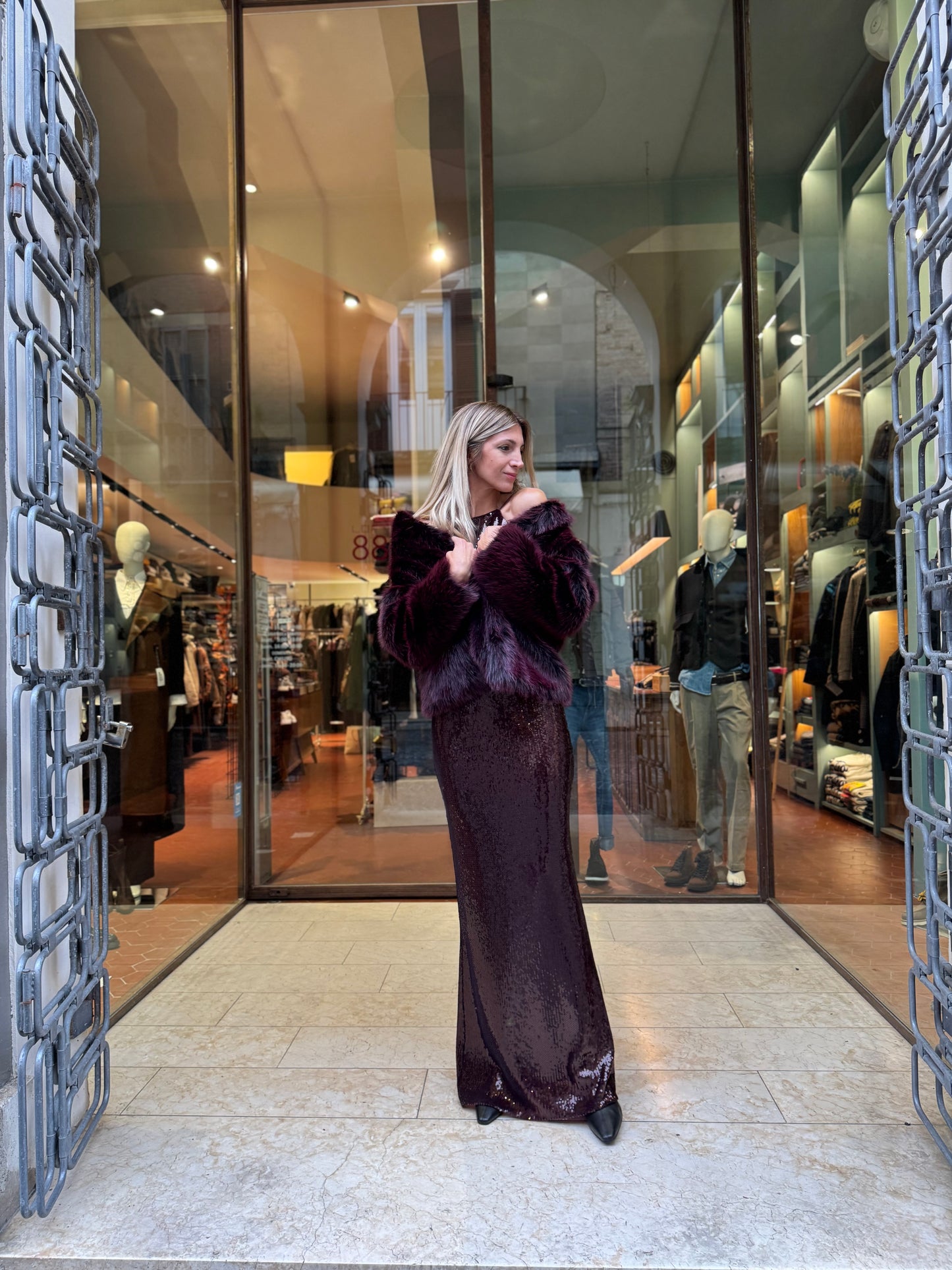 Patrizia Pepe Abito lungo in paillettes BORDEAUX