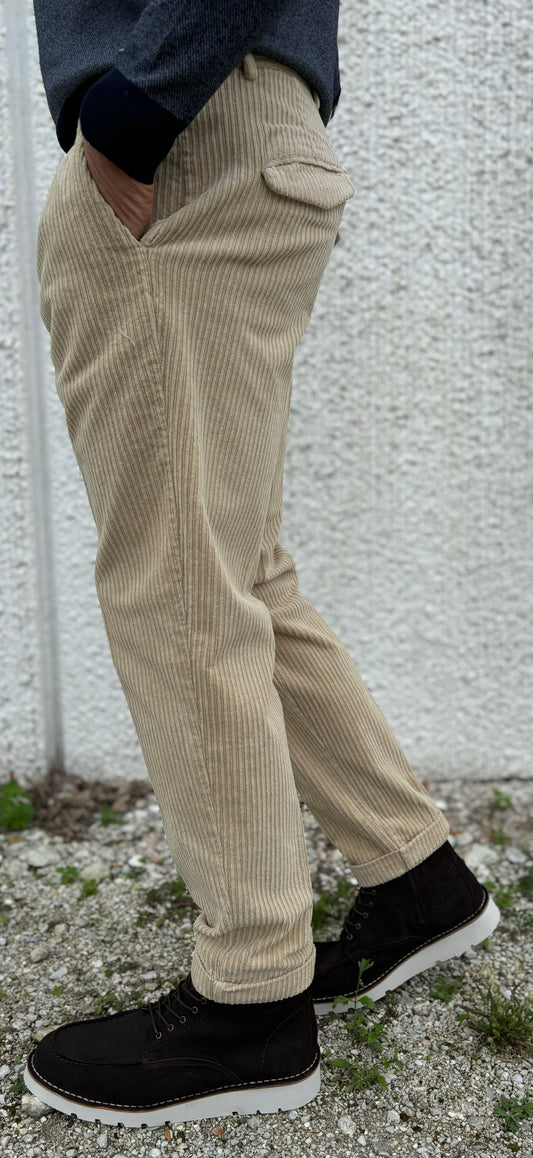 Markup Pantalone in velluto con pences BEIGE