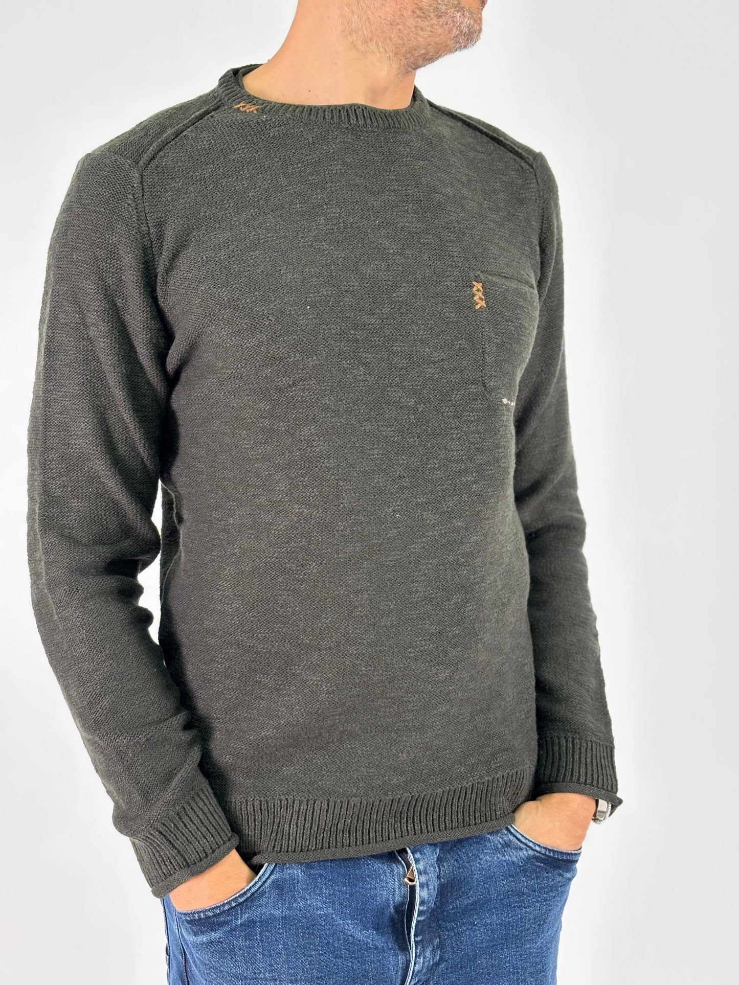 Loft88 Maglia girocollo con taschino MILITARE