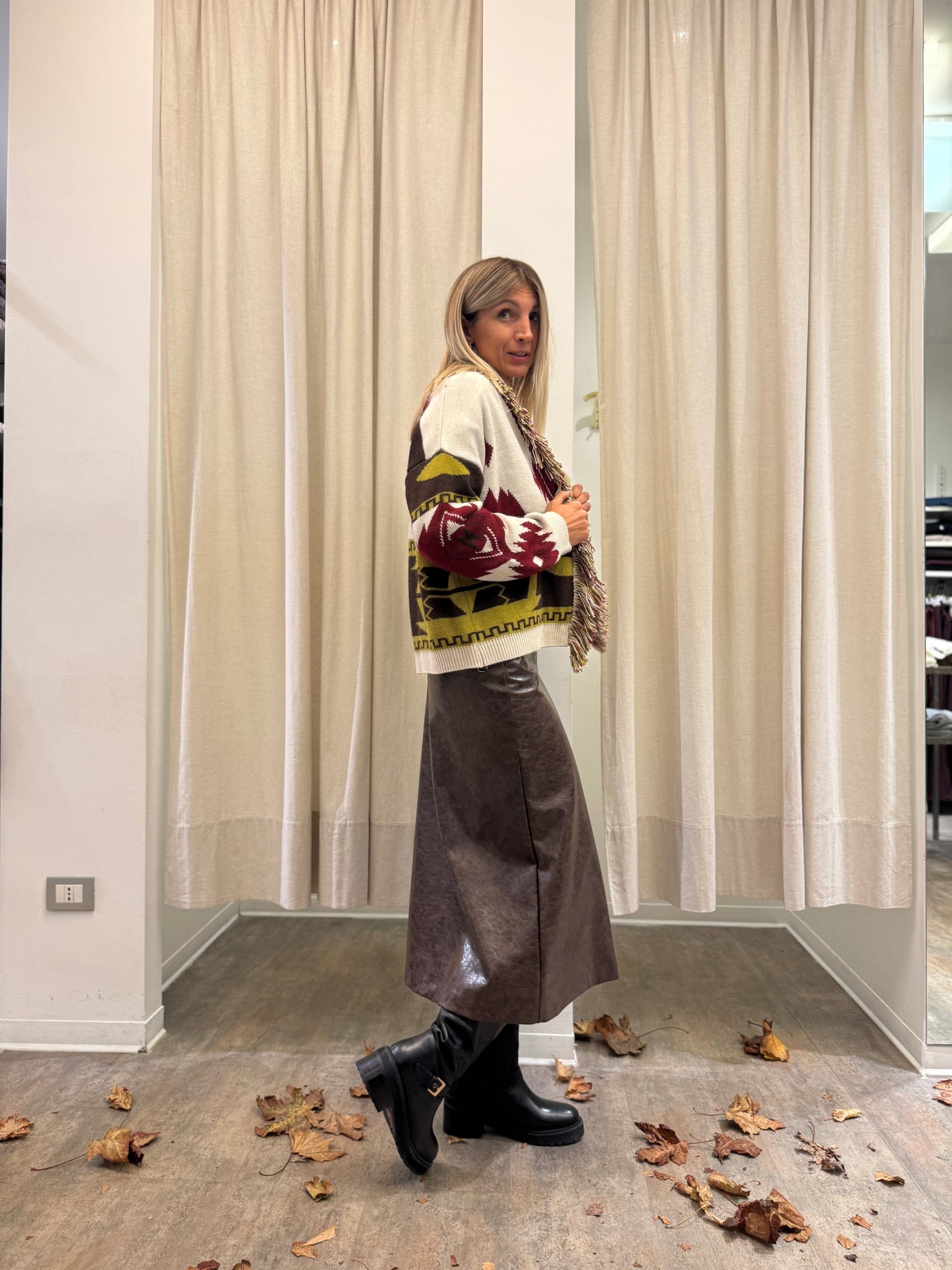 Tensione In Gonna ecopelle midi MARRONE