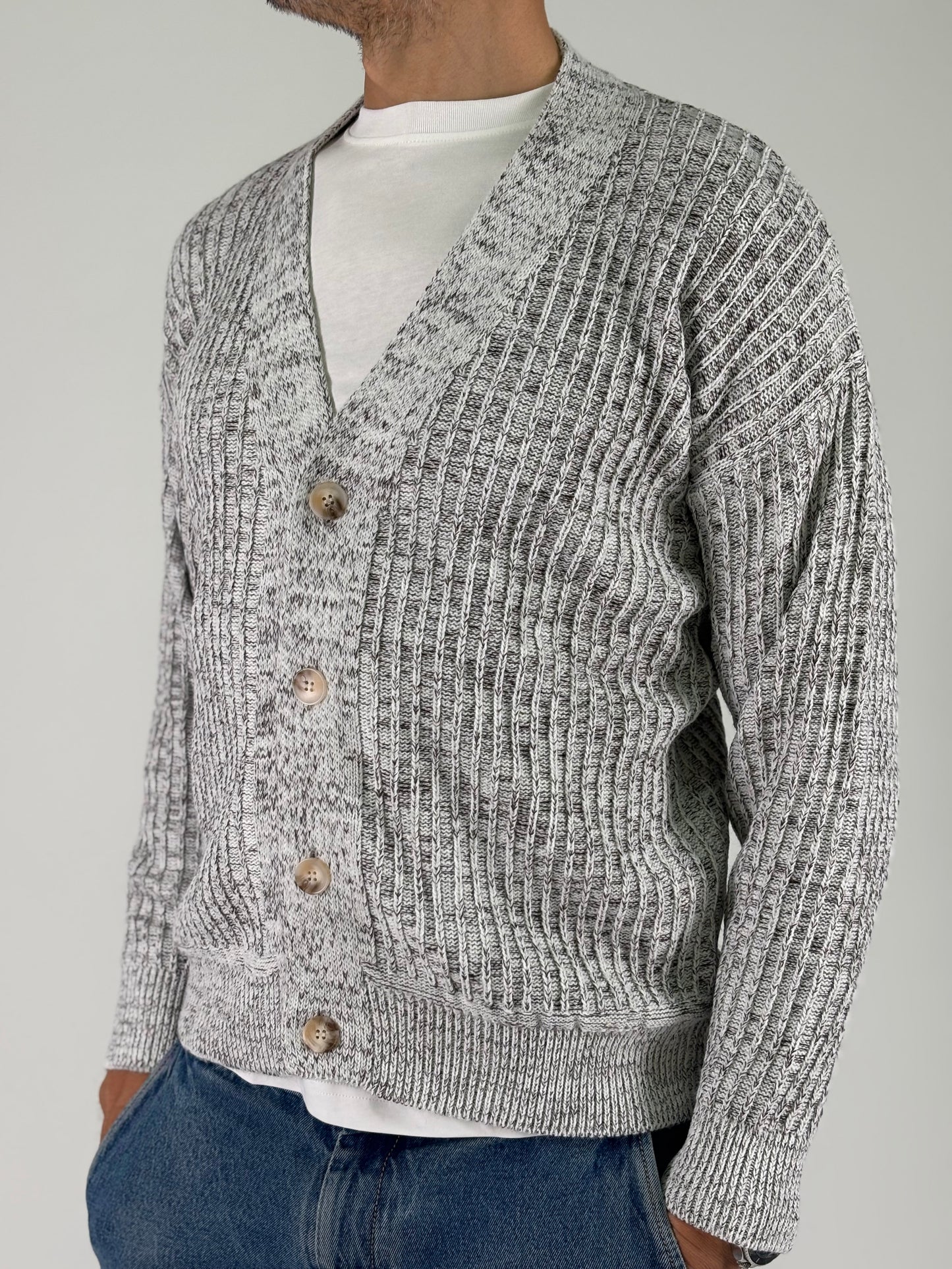 Seinse Cardigan ml melange MARRONE/BIANCO