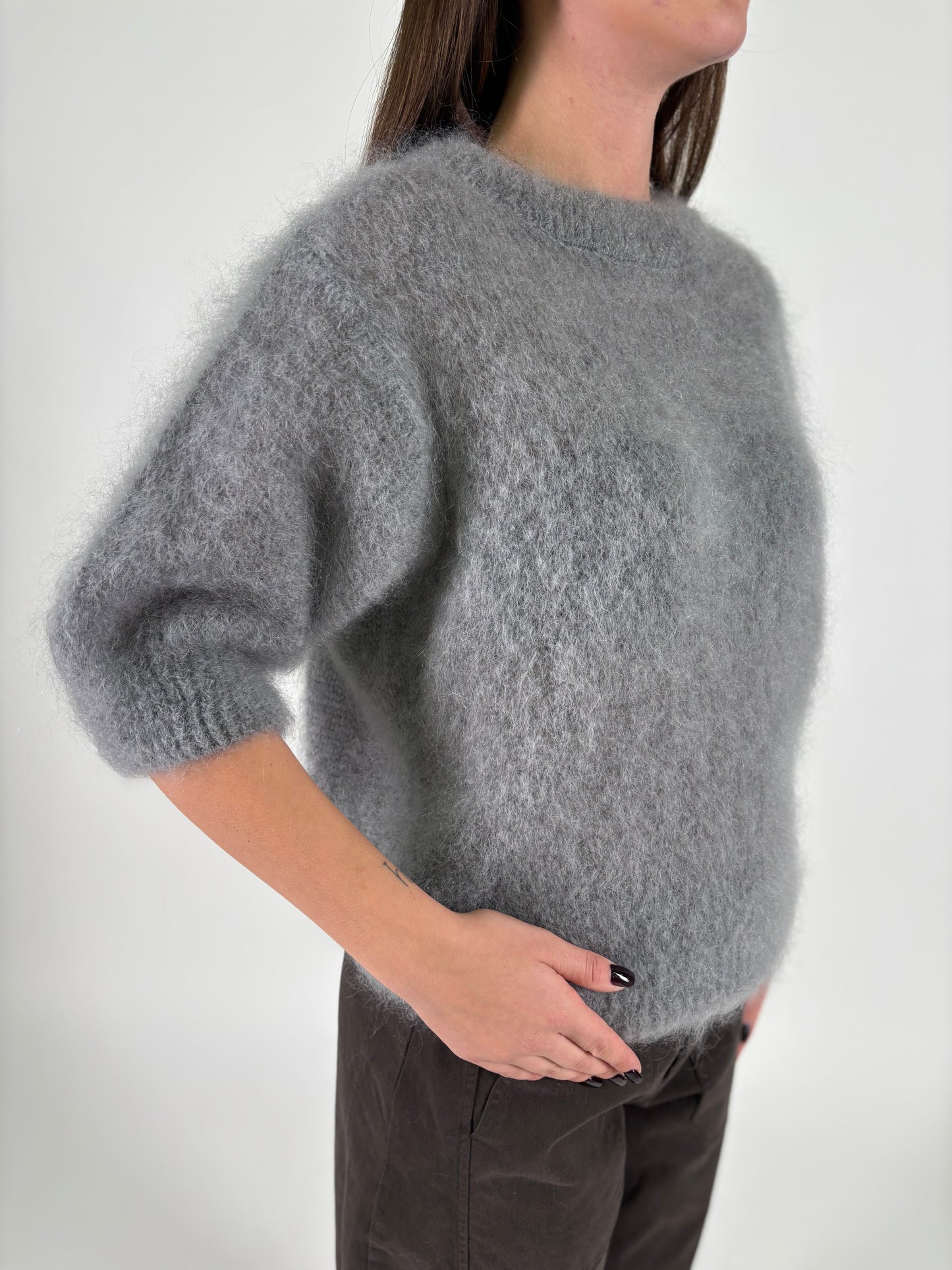 DIXIE maglia mohair m/corta GRIGIO