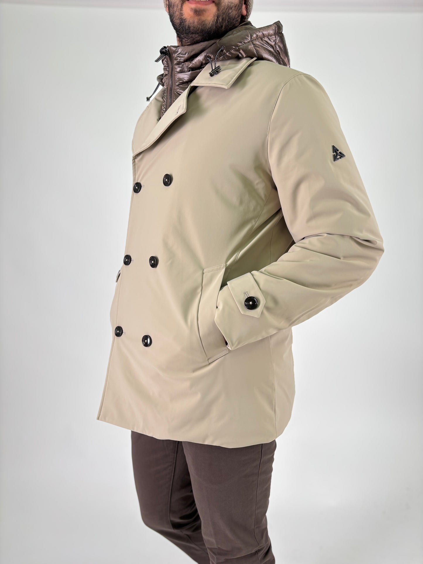 Heskimo Peacoat doppiopetto con pettorina staccabile BEIGE