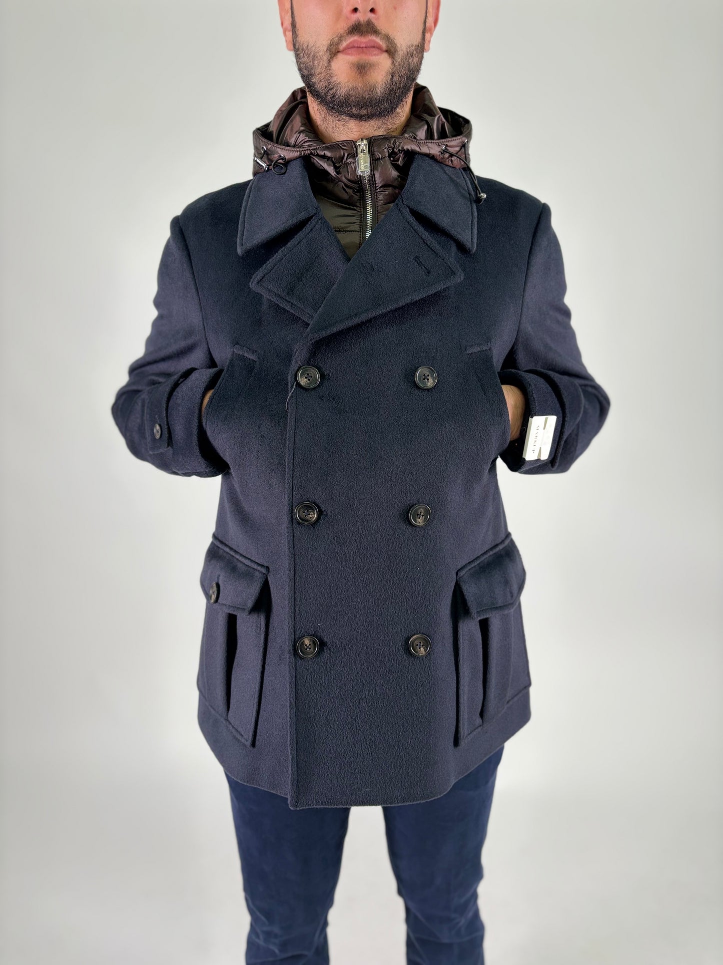 Markup Peacoat doppiopetto in panno con pettorina BLU