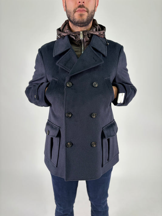 Markup Peacoat doppiopetto in panno con pettorina BLU