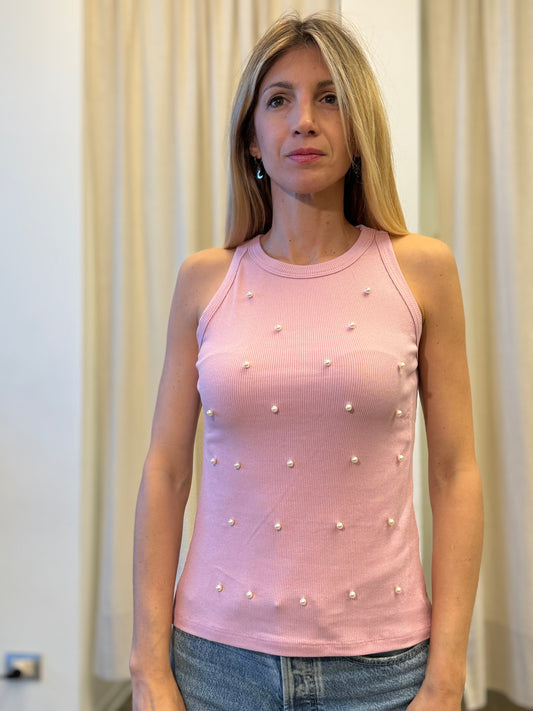 Susy Mix Canotta con appl.perle ROSA