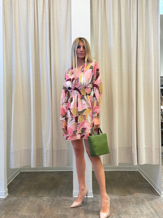 Molly Bracken Abito corto fantasia con volant MULTICOLOR