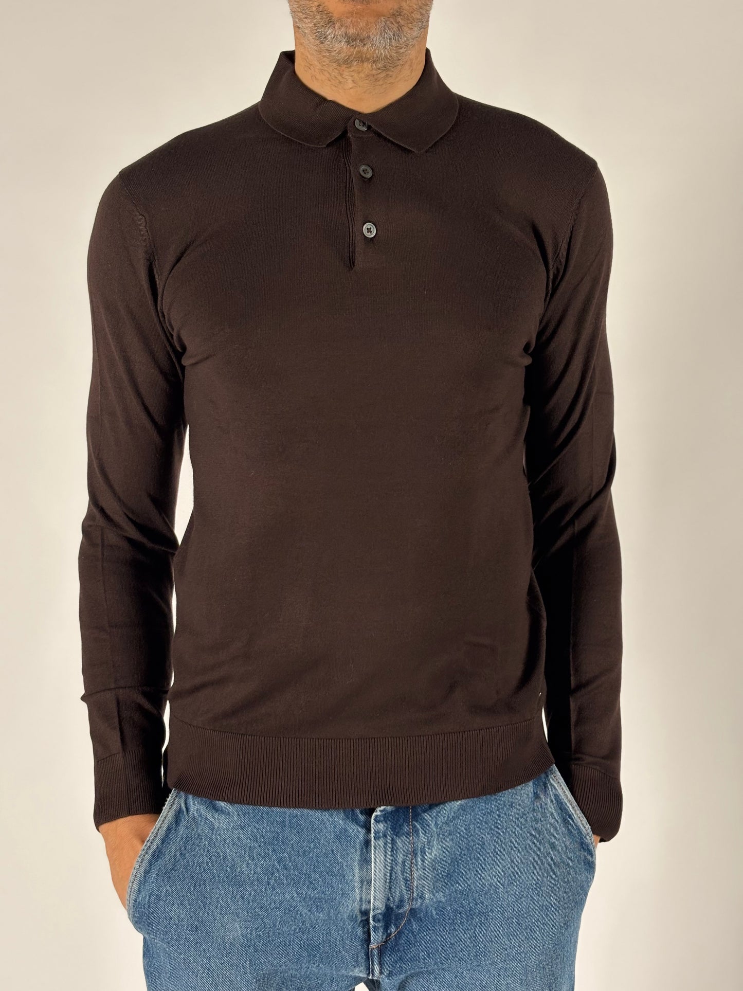 Markup Polo ml in viscosa MARRONE