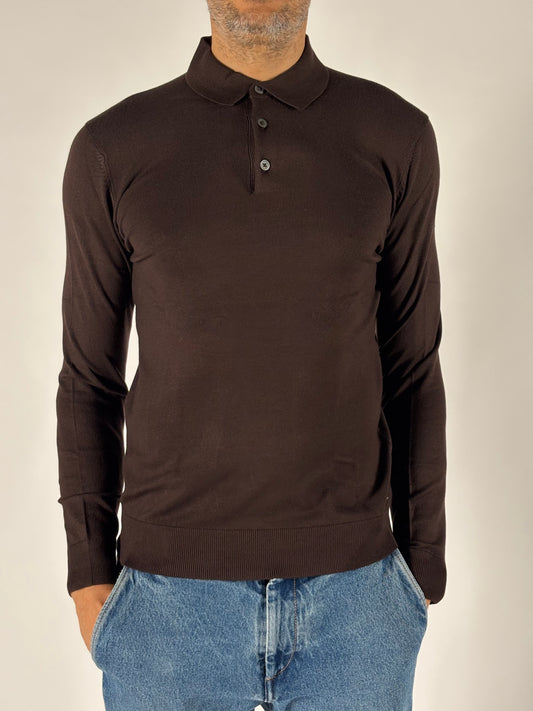 Markup Polo ml in viscosa MARRONE