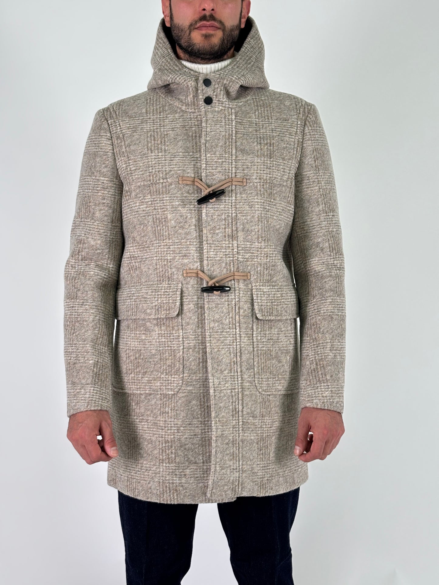 Markup Montgomery con cappuccio e alamari SCACCO BEIGE