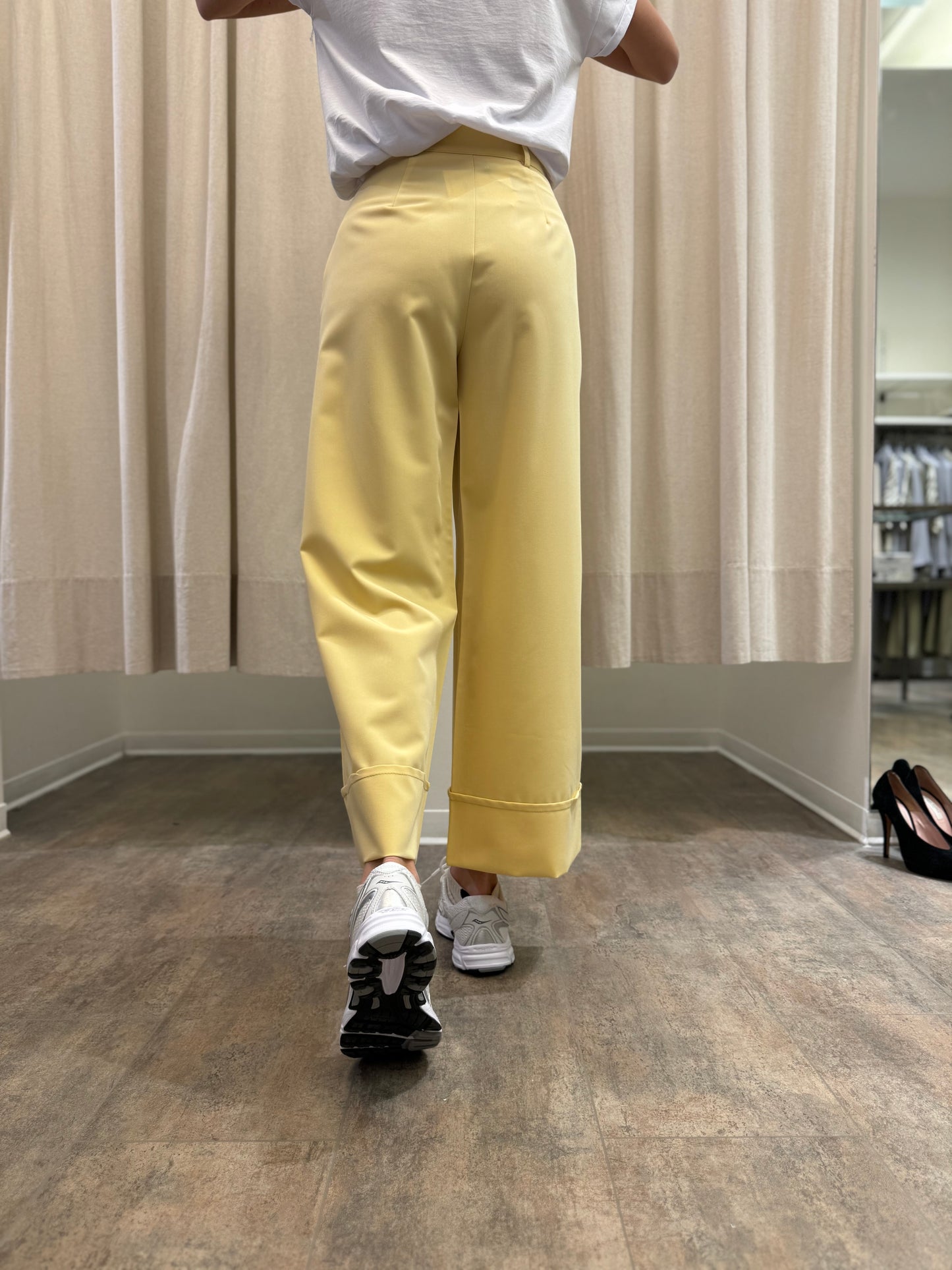 Dixie Pantalone palazzo con risvolto GIALLO