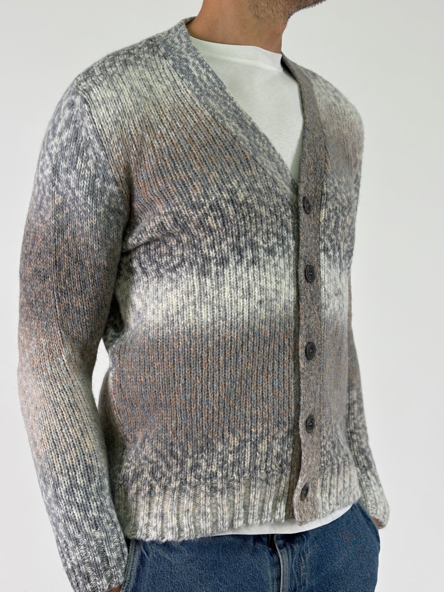 Retois Cardigan V misto lana GRIGIO/PANNA/BEIGE
