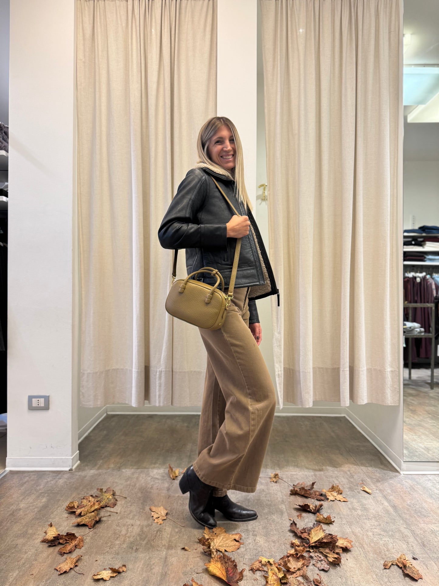 Eco Pantalone palazzo in cotone CAMMELLO