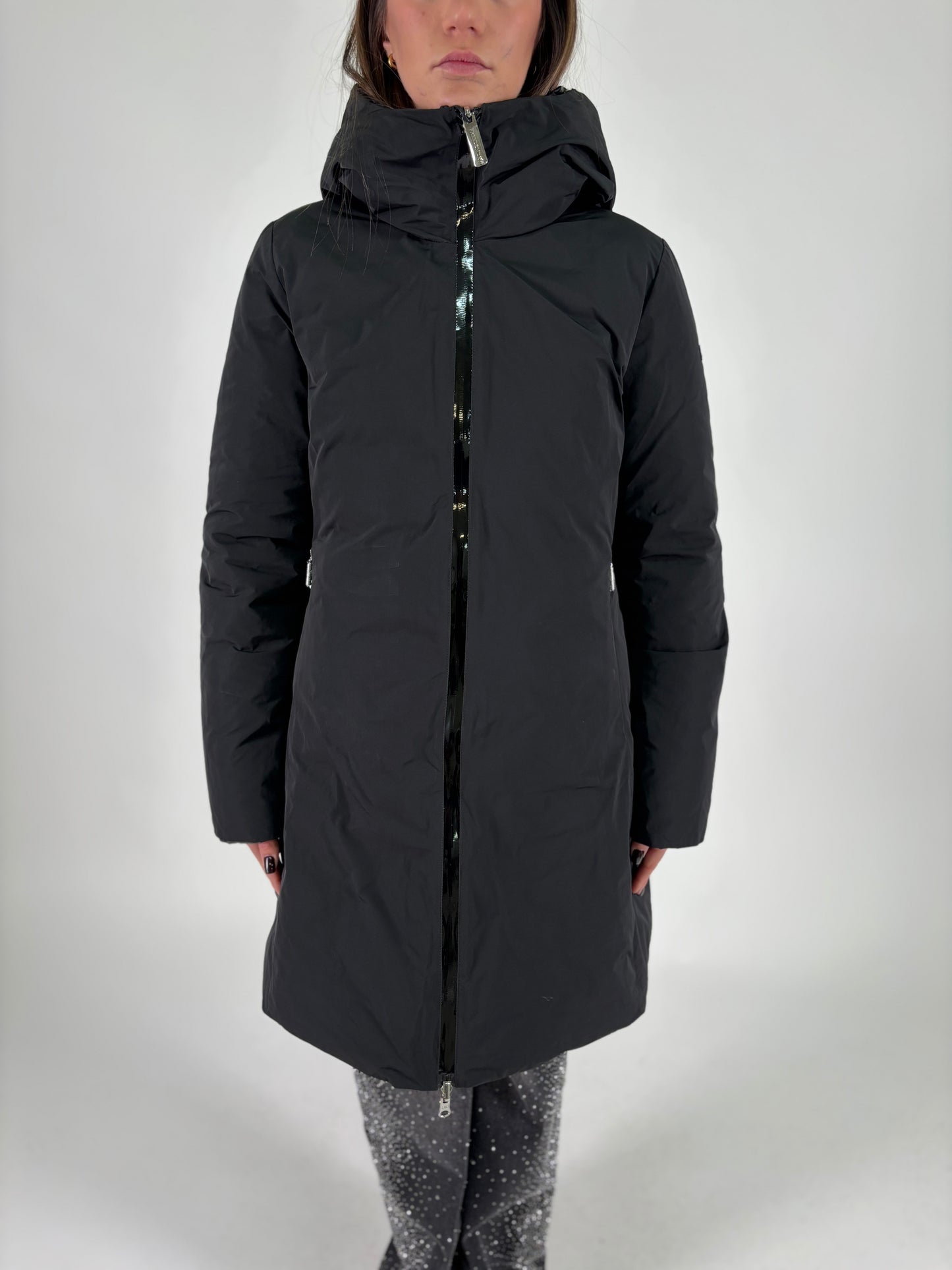 FREEDOMDAY piumino lungo double vera piuma NERO