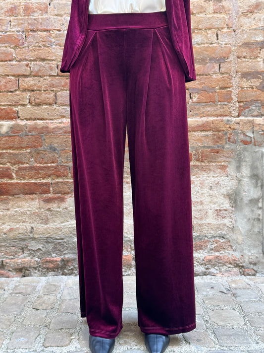 Tensione In patalone velluto liscio BORDEAUX