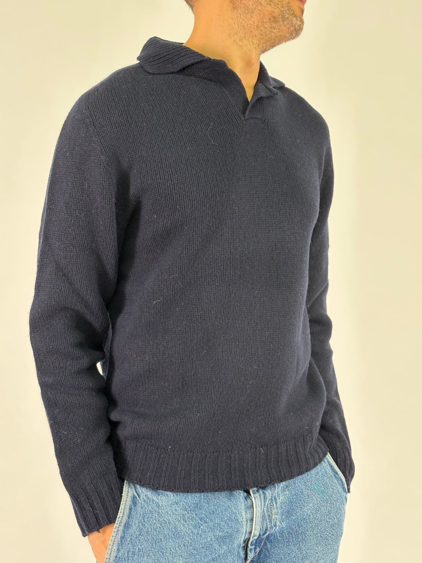 In the Box Maglia ml in lana con colletto BLU