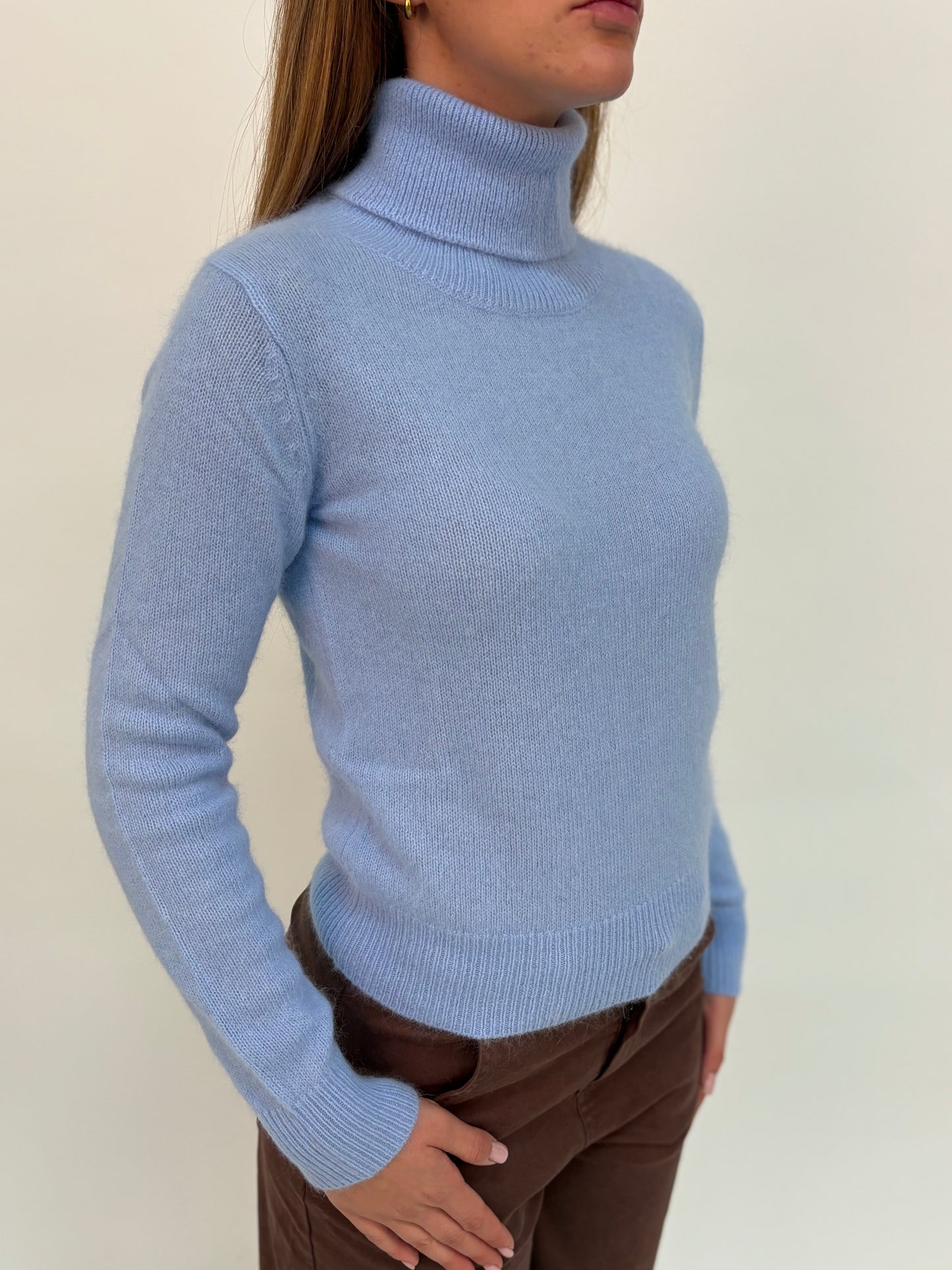 Kocca Maglia collo alto angora/lana CELESTE