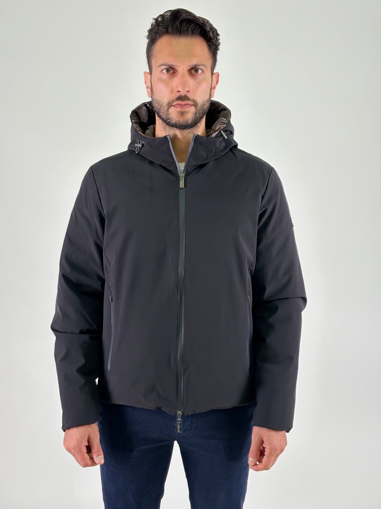 Heskimo Piumino corto reversibile con cappuccio NERO