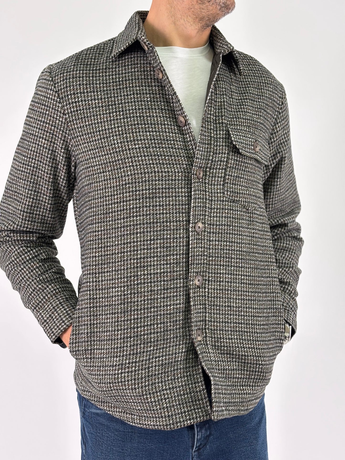 Philotinto Overshirt pied de poule VERDE/NERO/PANNA/COCCIO