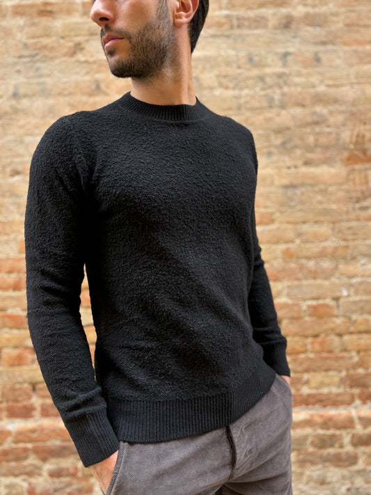 Retrois Maglia girocollo effetto bouclé NERO