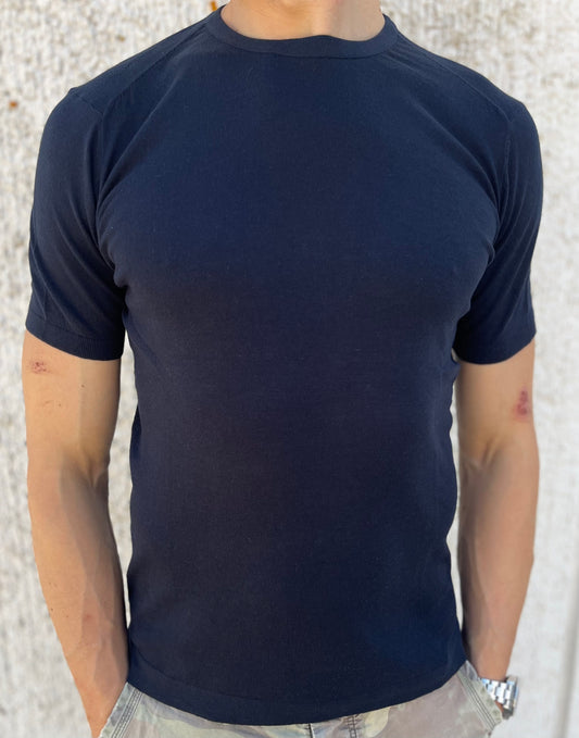 loft88 maglia manica corta in filo di cotone BLU