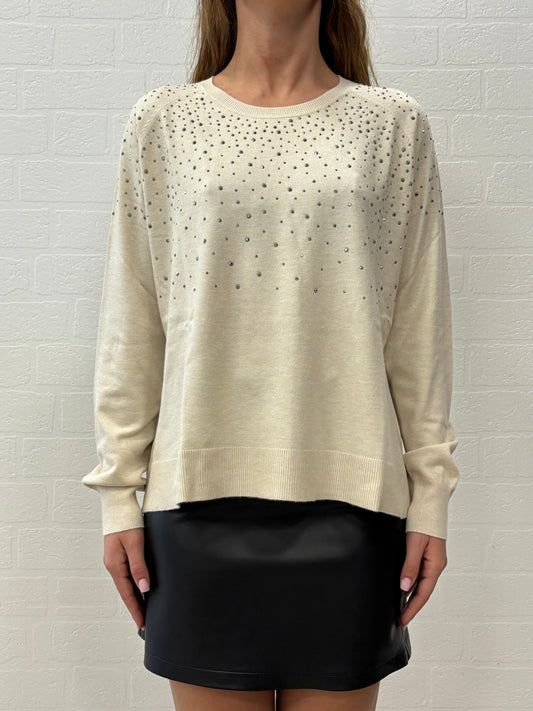 Griffai Maglia girocollo con punti luce PANNA