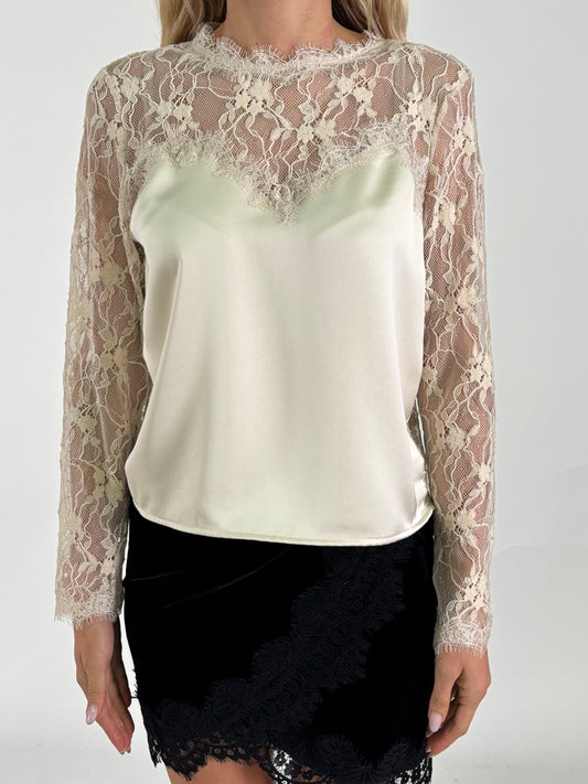 Tensione In Blusa ml in pizzo PANNA