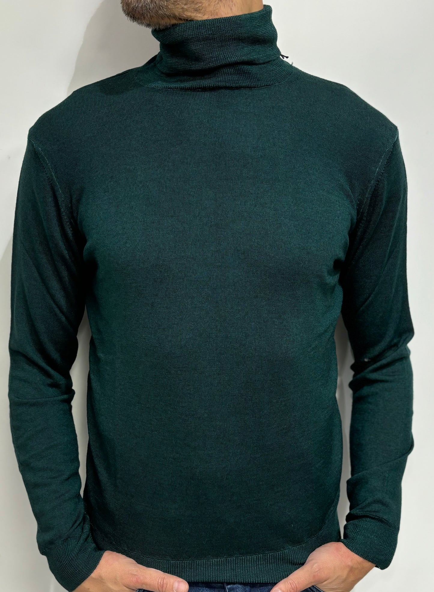 Retois maglia colloalto 100% lana merinos stretch VERDE