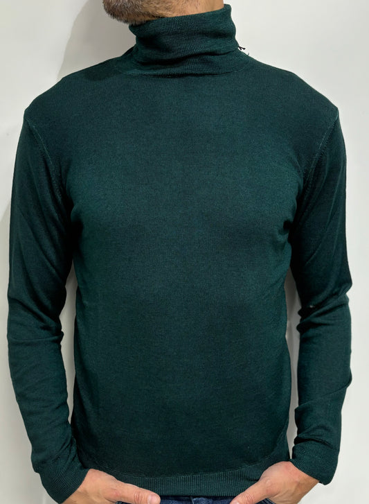 Retois maglia colloalto 100% lana merinos stretch VERDE