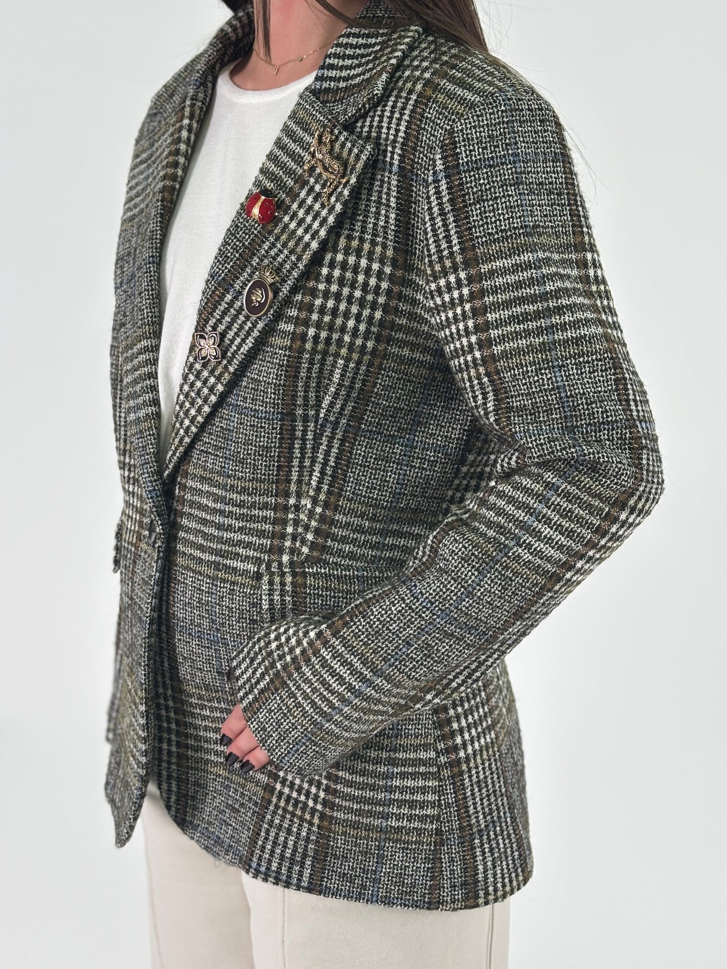 Tensione In Giacca a scacchi e spille BEIGE/NERO/MORO