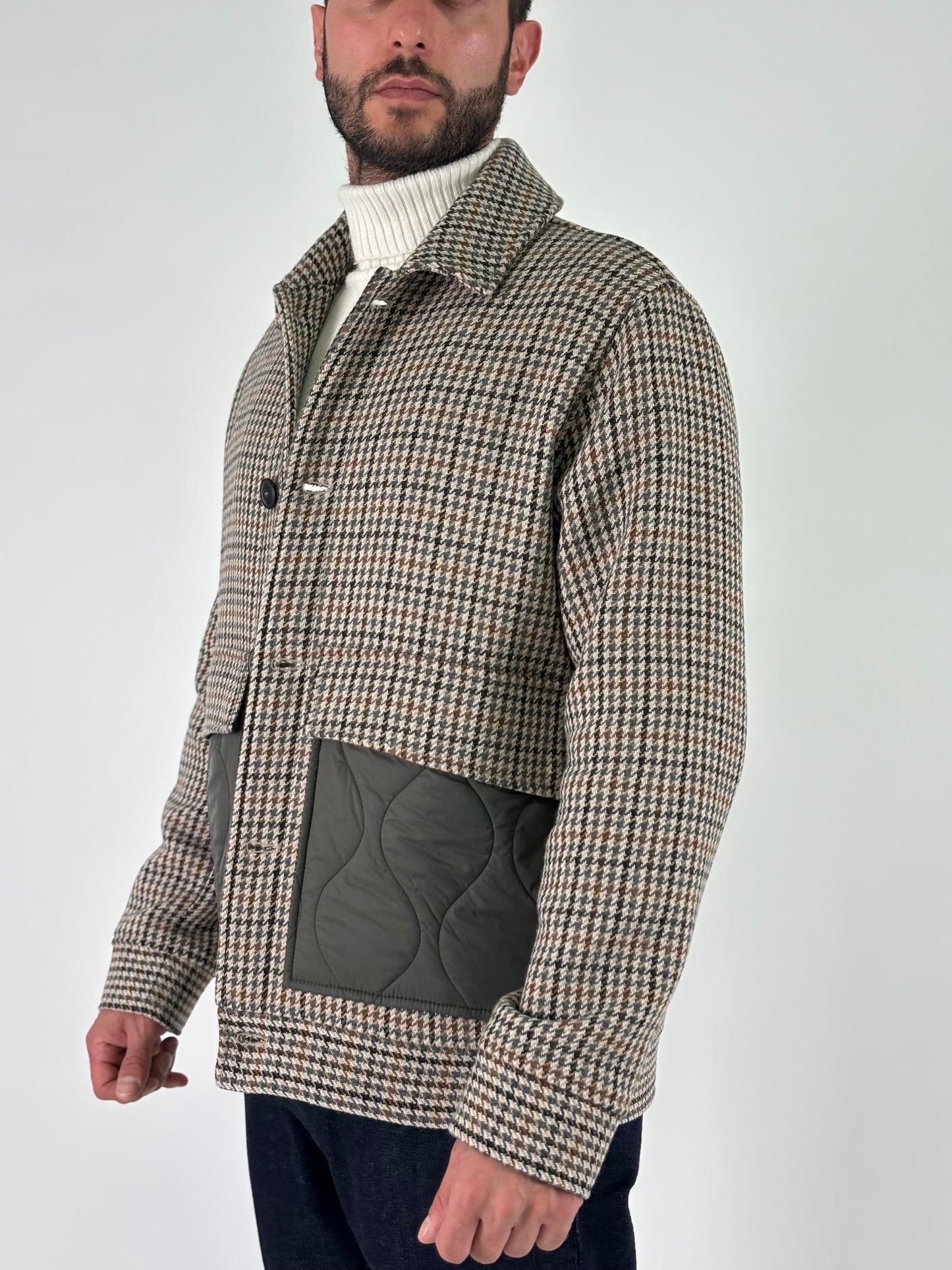 Loft88 Maglia collo alto trama trecce lana/cashmere PANNA