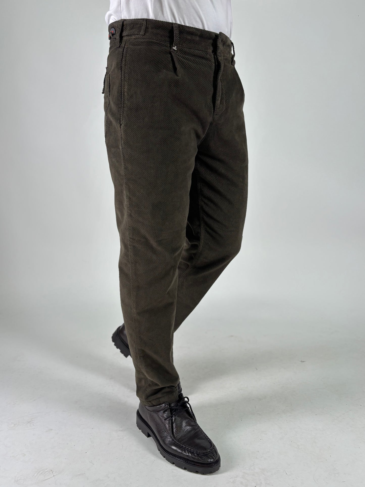 Berna Pantalone in velluto diagonalino MILITARE