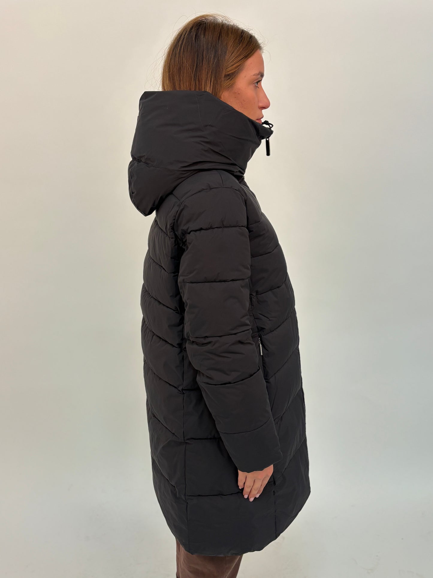 FREEDOMDAY giaccone  3/4 ecodown con cappuccio NERO