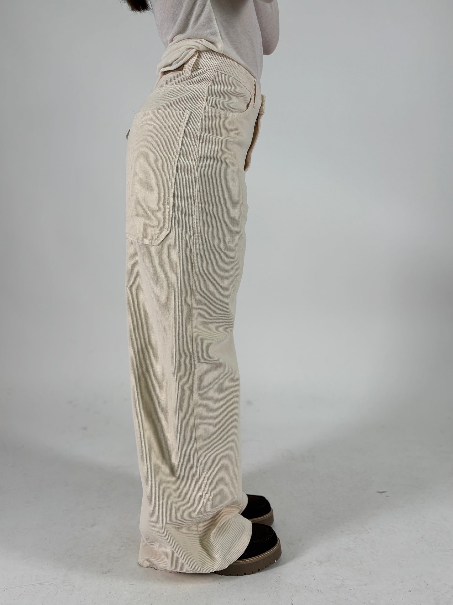 DIXIE pantalone largo tasca bassa velluto PANNA